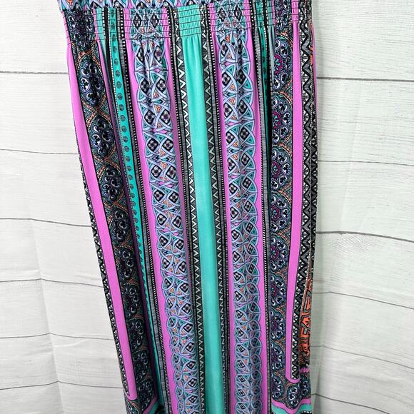Soma Womens size Medium Bohemian Soft Aztec Geometric Maxi Dress Purple Stretch - Picture 7 of 9
